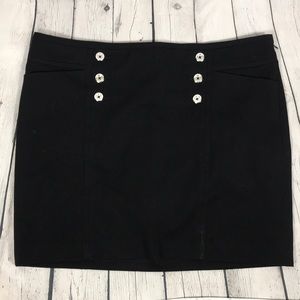 WHBM Black Lined Skirt size 16 EUC Buttons